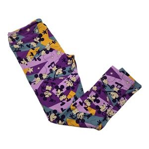 LuLaRoe Tall Curvy Leggings Disney Mickey Mouse Geometric Print Soft Comy